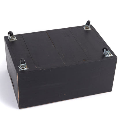 ROLLBARE HOLZKISTE "BOX" | 26x45x30 cm, Massivholz | Aufbewahrung | Farbe: 09 voodoo - schwarz