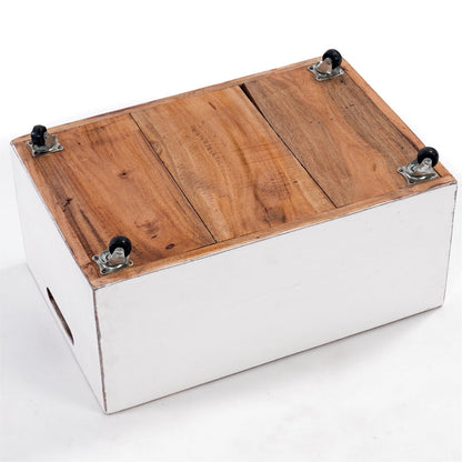 ROLLBARE HOLZKISTE "BOX" | 26x45x30 cm, Massivholz | Aufbewahrung | Farbe: 06 weiß-landhaus