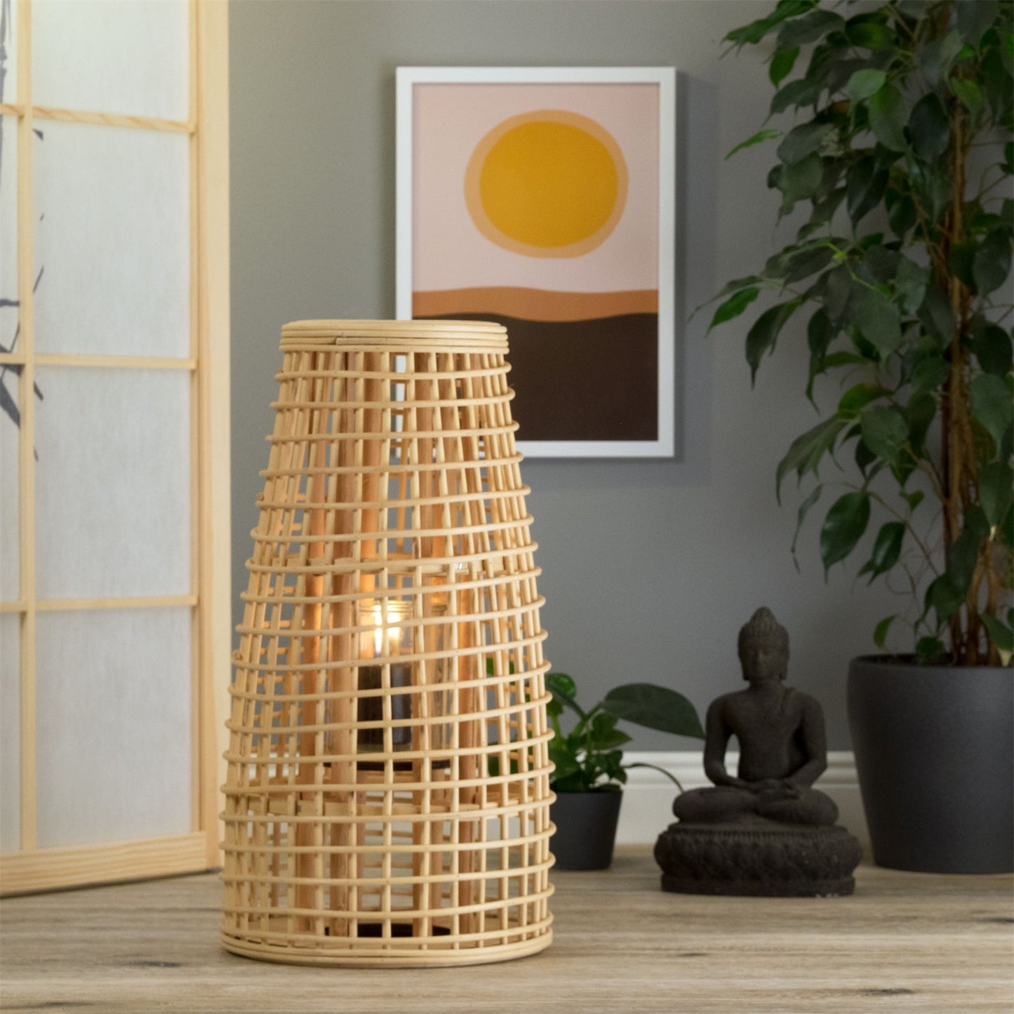 BAMBUS LATERNE "IVA" | Natur | Windlicht | Größe: 40 cm