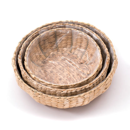 NATUR KORB SET "ELVA" | 3-teilig | Stroh Körbe, Deko Körbe