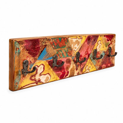WANDGARDEROBE "ELIO" | 60 cm mit 5 Haken | Bunte Flurgarderobe
