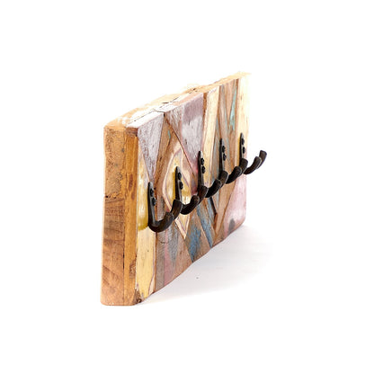 WANDGARDEROBE "ELIO" | 60 cm mit 5 Haken | Bunte Flurgarderobe