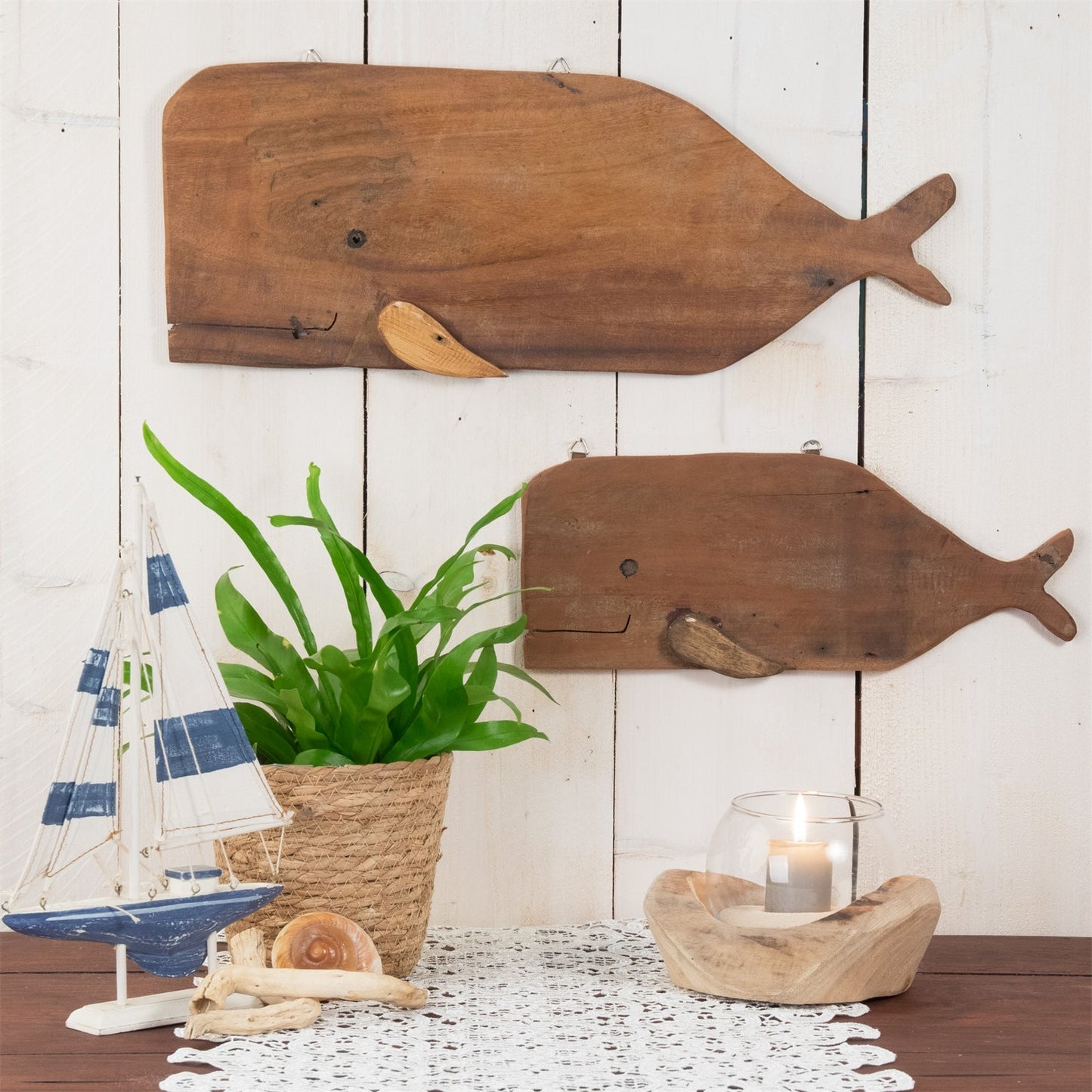 HOLZ Aufhänger "WAL" | 2 Größen | Wal Wandbild, DIY Wanddeko | Größe: 50 cm