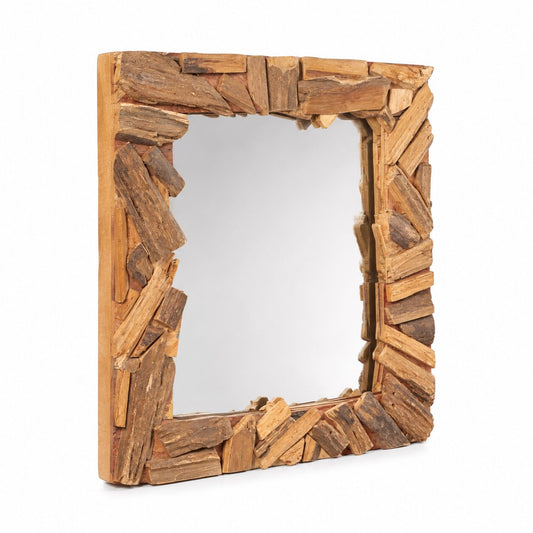 WANDSPIEGEL "PATCHWORK" | 60cm, Massivholz | Flurspiegel Holz