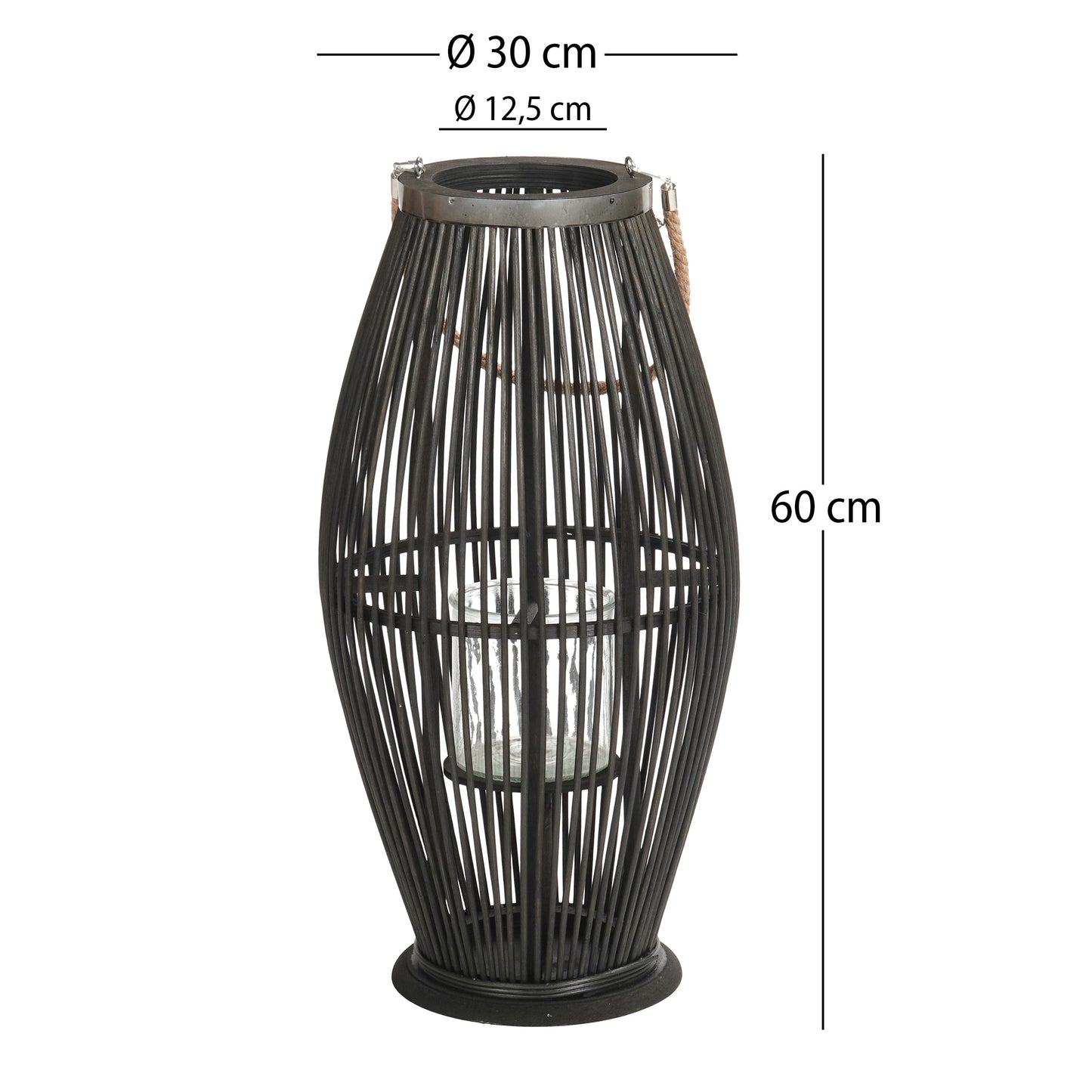 Deko  LATERNE "ZYA" |  Bambus | Natur Windlicht | Größe: 60 cm