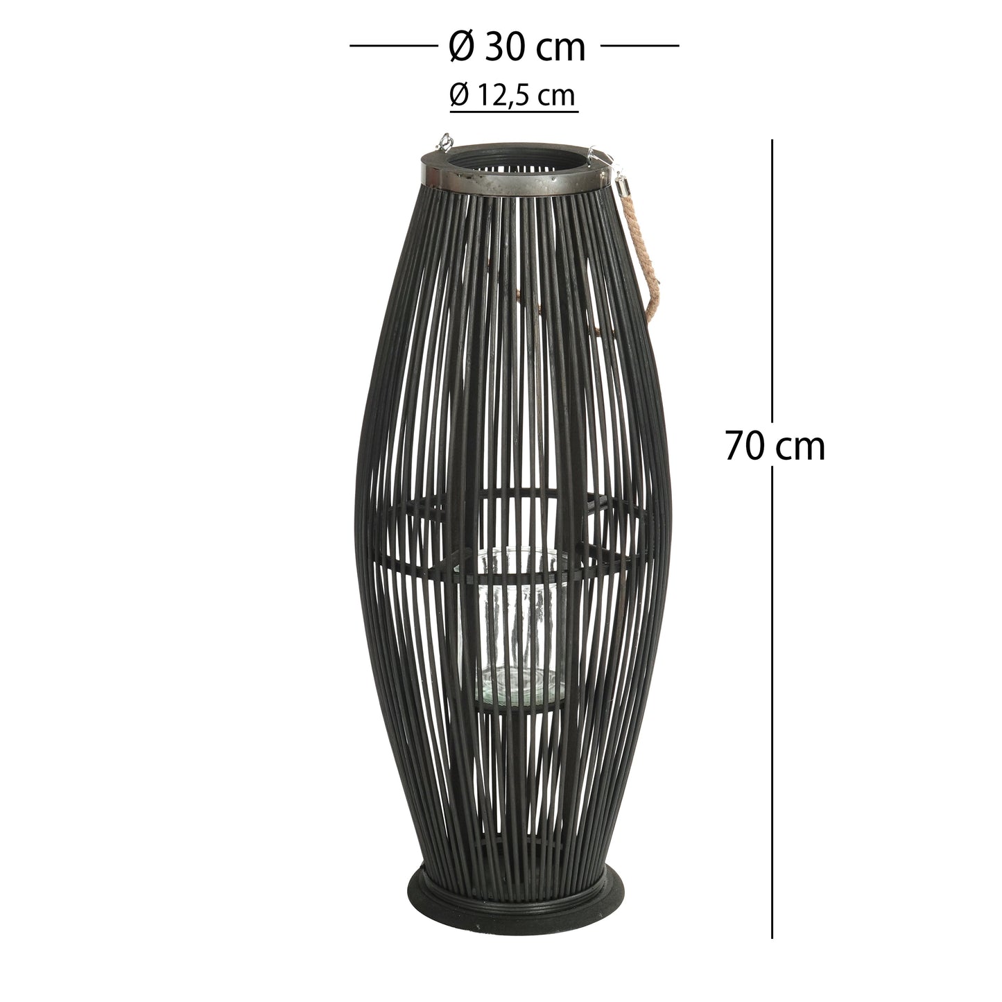 Deko  LATERNE "ZYA" |  Bambus | Natur Windlicht | Größe: 70 cm