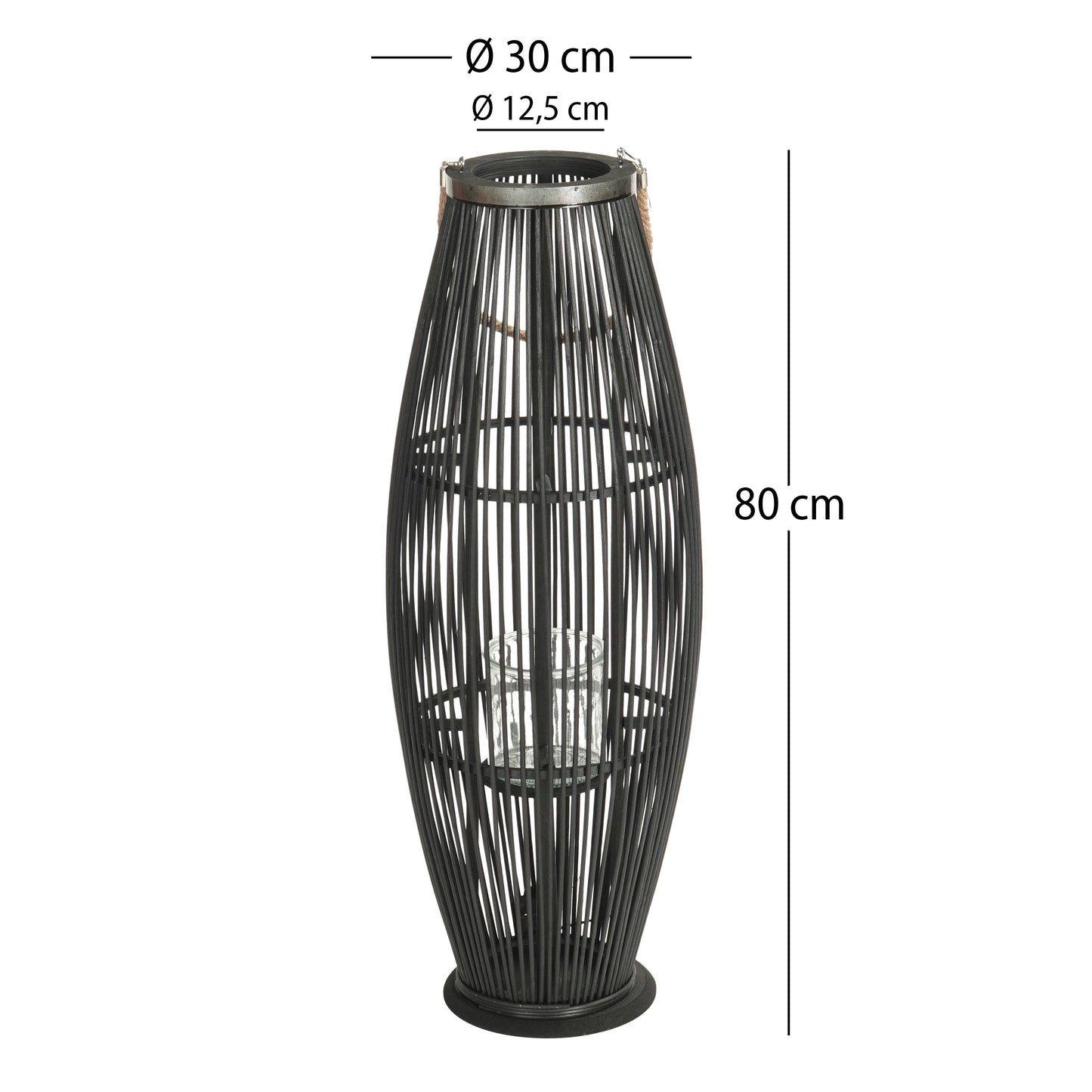 Deko  LATERNE "ZYA" |  Bambus | Natur Windlicht | Größe: 80 cm