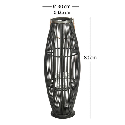 Deko  LATERNE "ZYA" |  Bambus | Natur Windlicht | Größe: 80 cm
