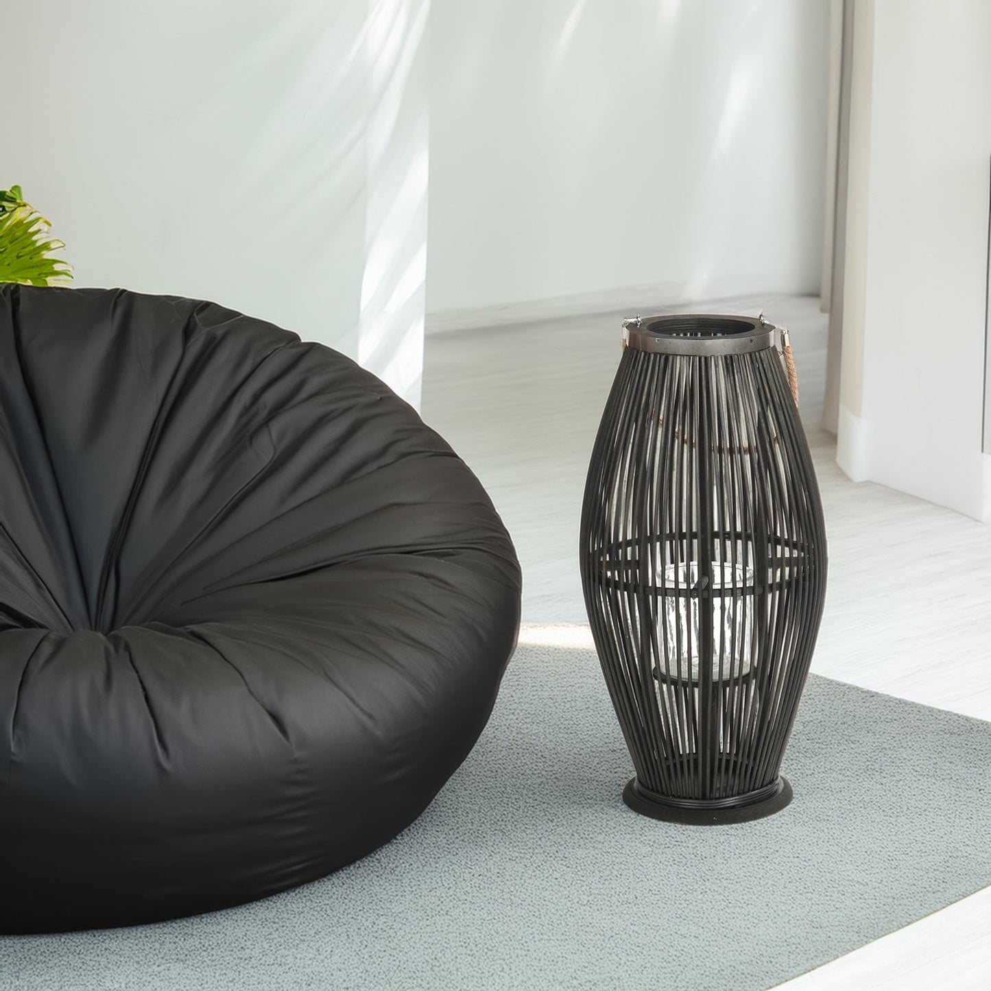 Deko  LATERNE "ZYA" |  Bambus | Natur Windlicht | Größe: 60 cm