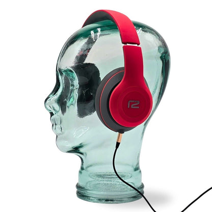 Glas KOPFHÖRERSTÄNDER transparent + satin | 29cm Glaskopf Skulptur | Farbe: T01 klar