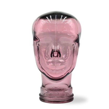 Glas KOPFHÖRERSTÄNDER transparent + satin | 29cm Glaskopf Skulptur | Farbe: T08 altrosa