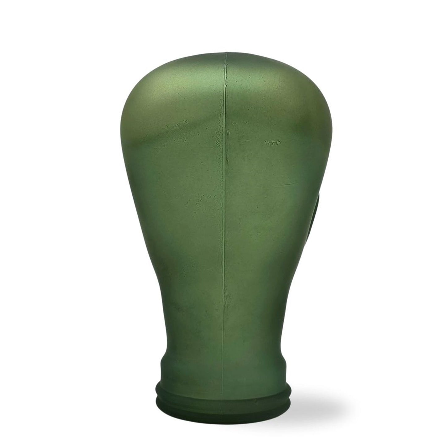 Glas KOPFHÖRERSTÄNDER transparent + satin | 29cm Glaskopf Skulptur | Farbe: S03 frosted grün