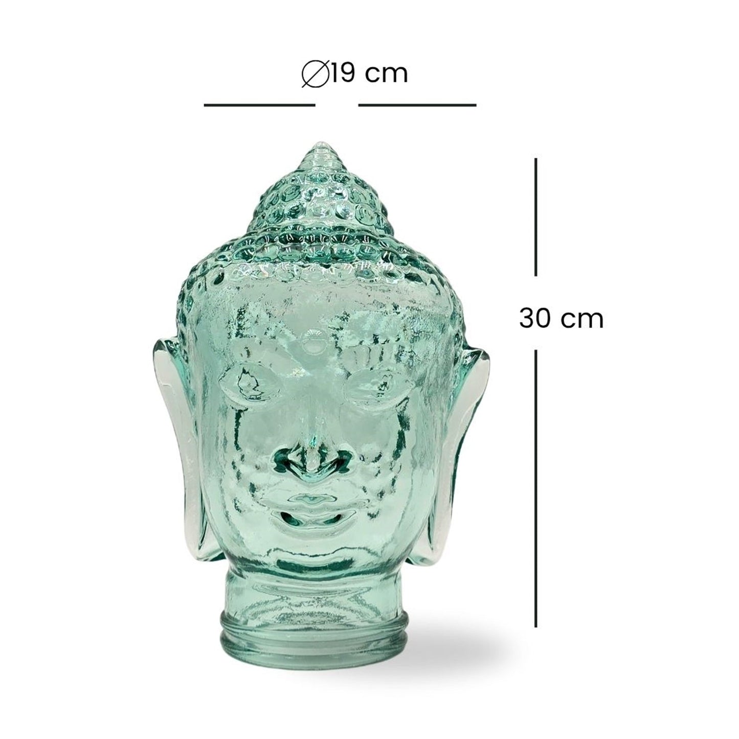 DEKOKOPF BUDDHA | Glas, Dekoration für Garten und Wohnung | Farbe: T01 klar