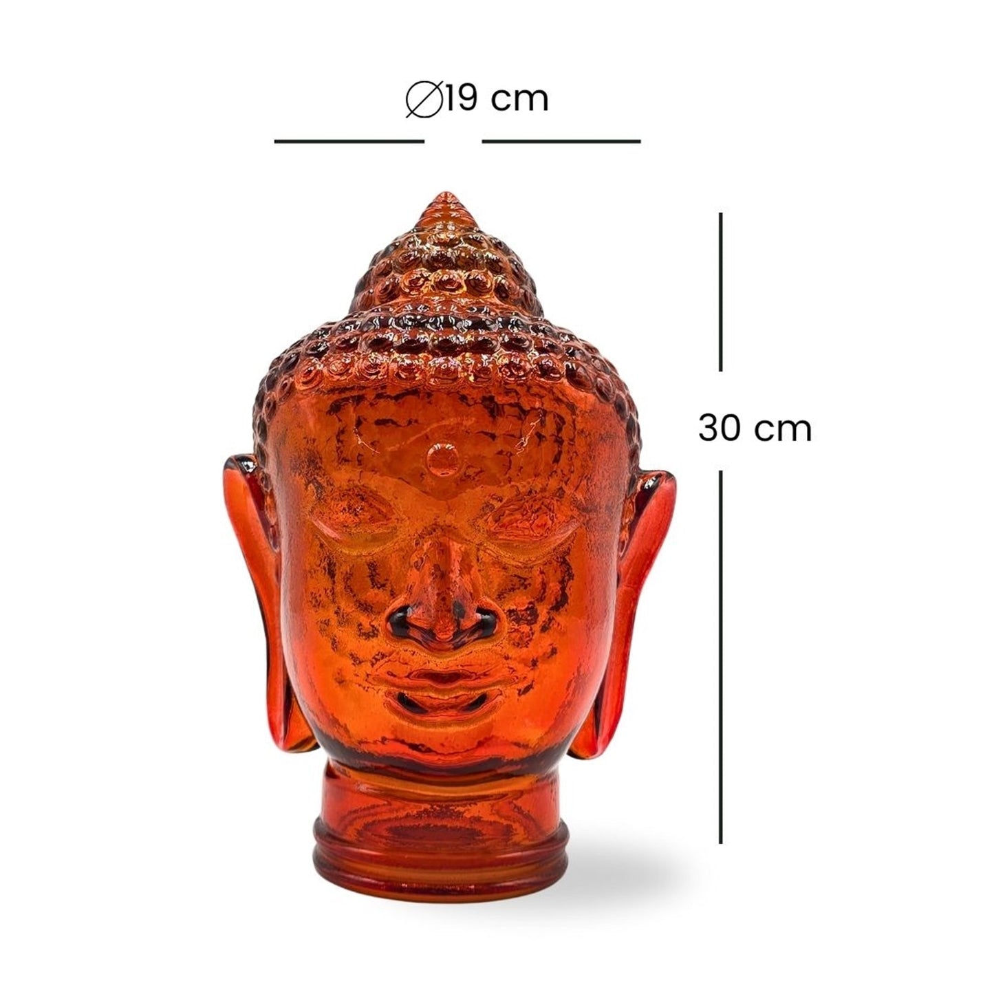DEKOKOPF BUDDHA | Glas, Dekoration für Garten und Wohnung | Farbe: T04 hot orange