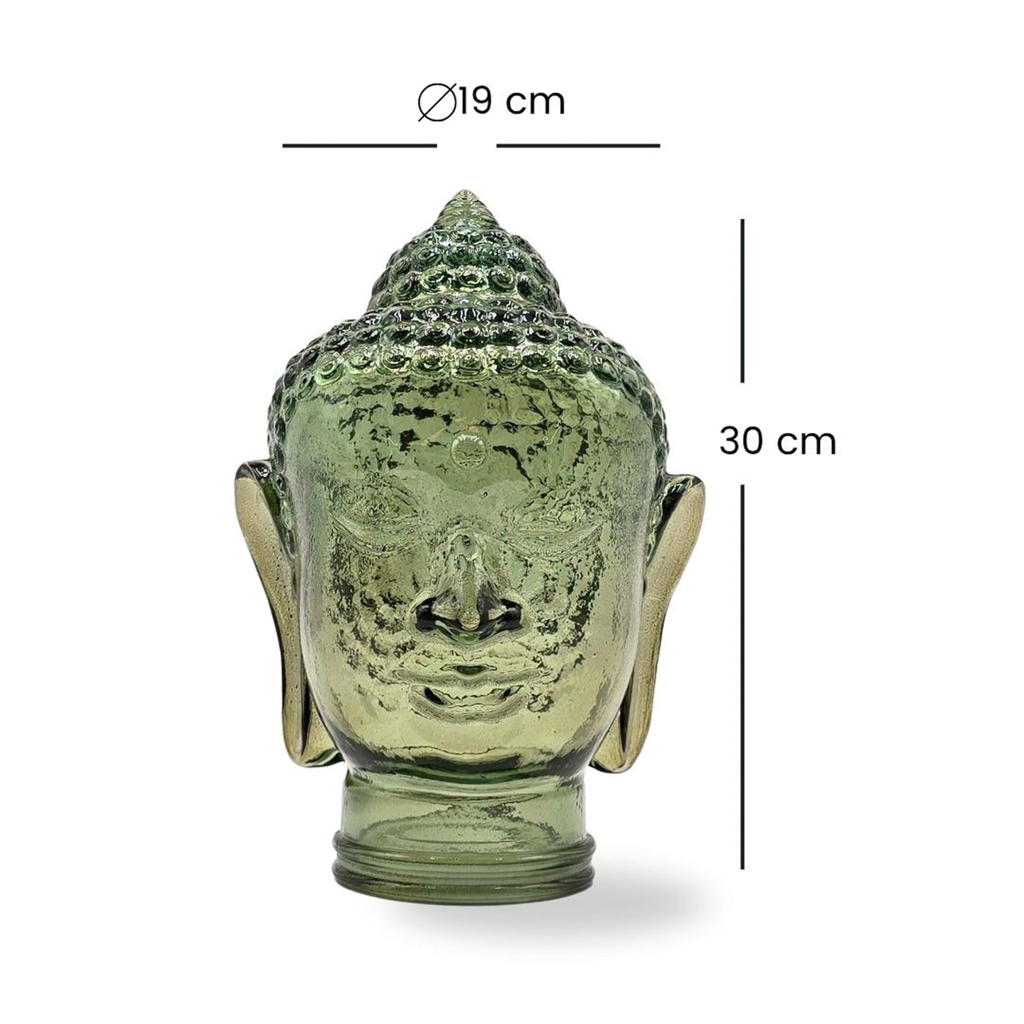 DEKOKOPF BUDDHA | Glas, Dekoration für Garten und Wohnung | Farbe: T06 olivgrün