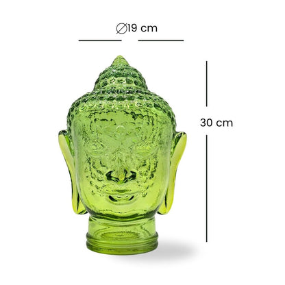 DEKOKOPF BUDDHA | Glas, Dekoration für Garten und Wohnung | Farbe: T10 hellgrün