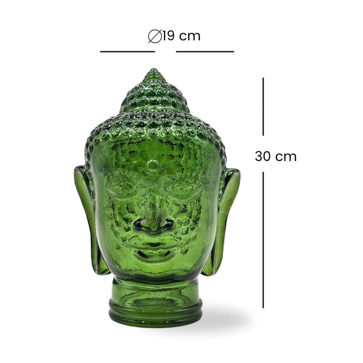 DEKOKOPF BUDDHA | Glas, Dekoration für Garten und Wohnung | Farbe: T11 dunkelgrün