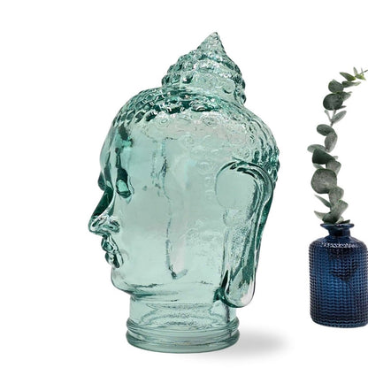 DEKOKOPF BUDDHA | Glas, Dekoration für Garten und Wohnung | Farbe: T01 klar