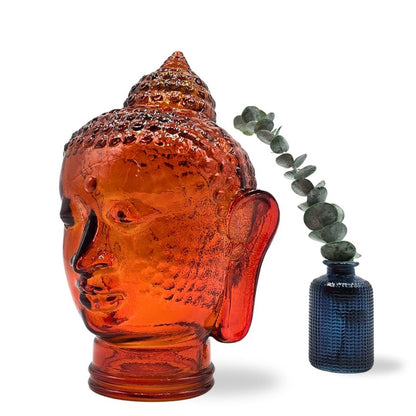 DEKOKOPF BUDDHA | Glas, Dekoration für Garten und Wohnung | Farbe: T04 hot orange