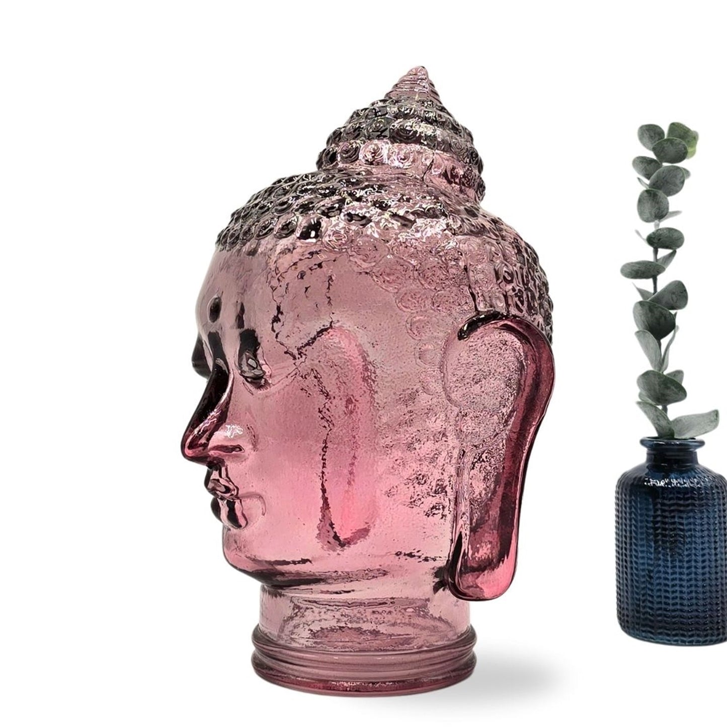 DEKOKOPF BUDDHA | Glas, Dekoration für Garten und Wohnung | Farbe: T08 altrosa