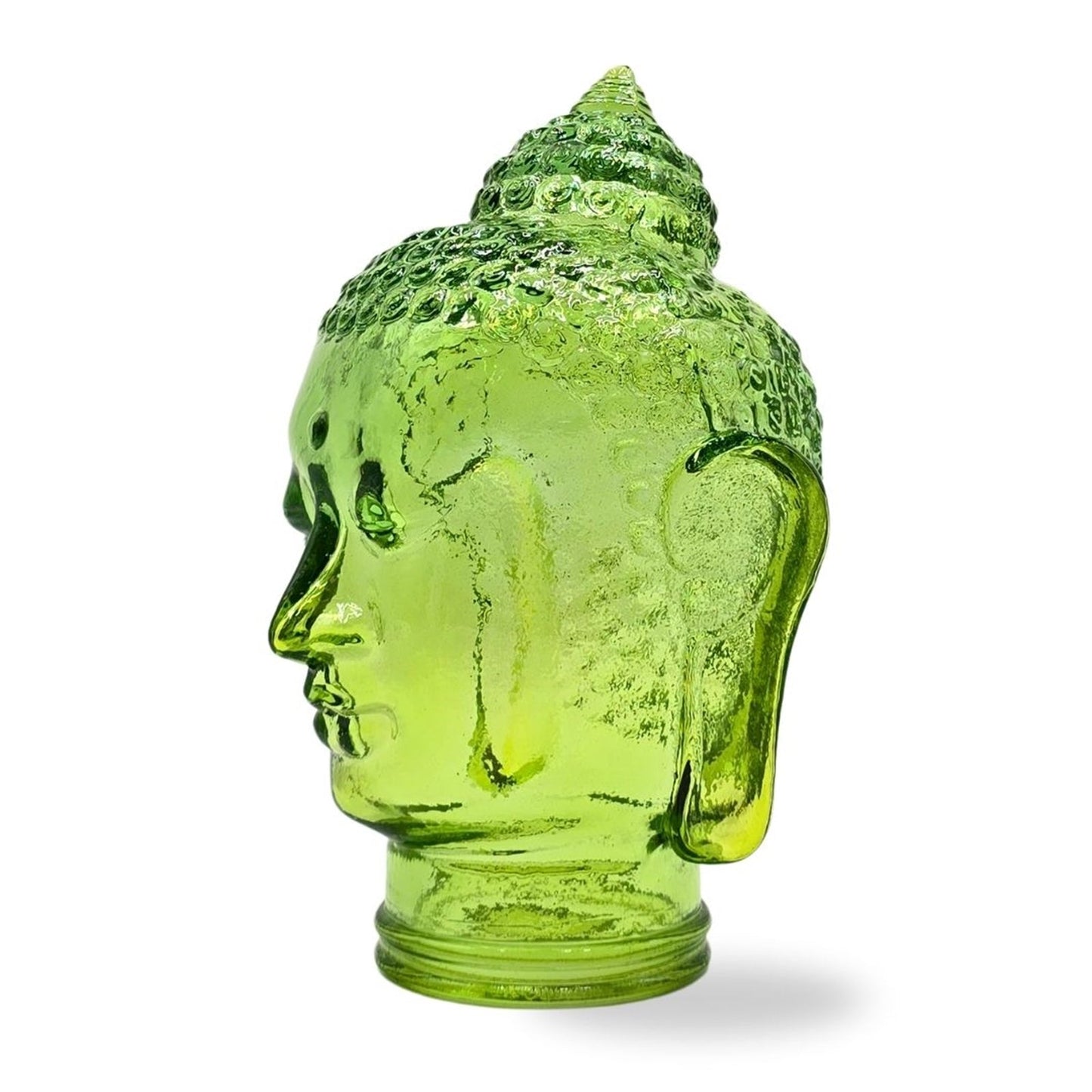 DEKOKOPF BUDDHA | Glas, Dekoration für Garten und Wohnung | Farbe: T10 hellgrün