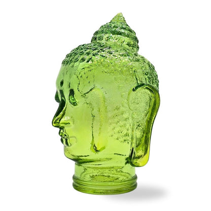 DEKOKOPF BUDDHA | Glas, Dekoration für Garten und Wohnung | Farbe: T10 hellgrün