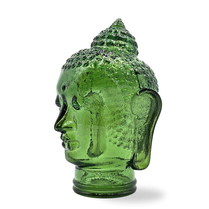 DEKOKOPF BUDDHA | Glas, Dekoration für Garten und Wohnung | Farbe: T11 dunkelgrün