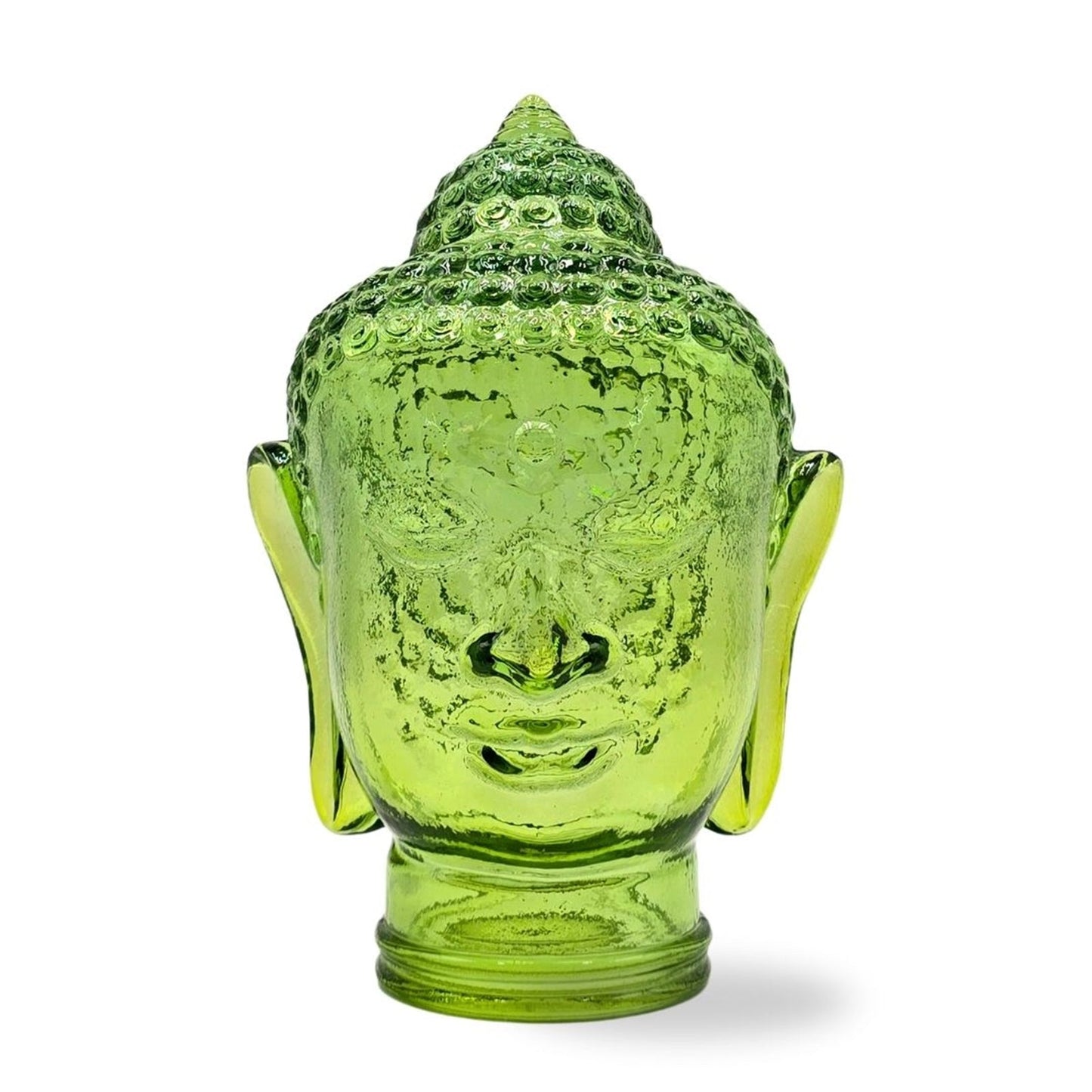 DEKOKOPF BUDDHA | Glas, Dekoration für Garten und Wohnung | Farbe: T10 hellgrün