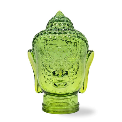 DEKOKOPF BUDDHA | Glas, Dekoration für Garten und Wohnung | Farbe: T10 hellgrün