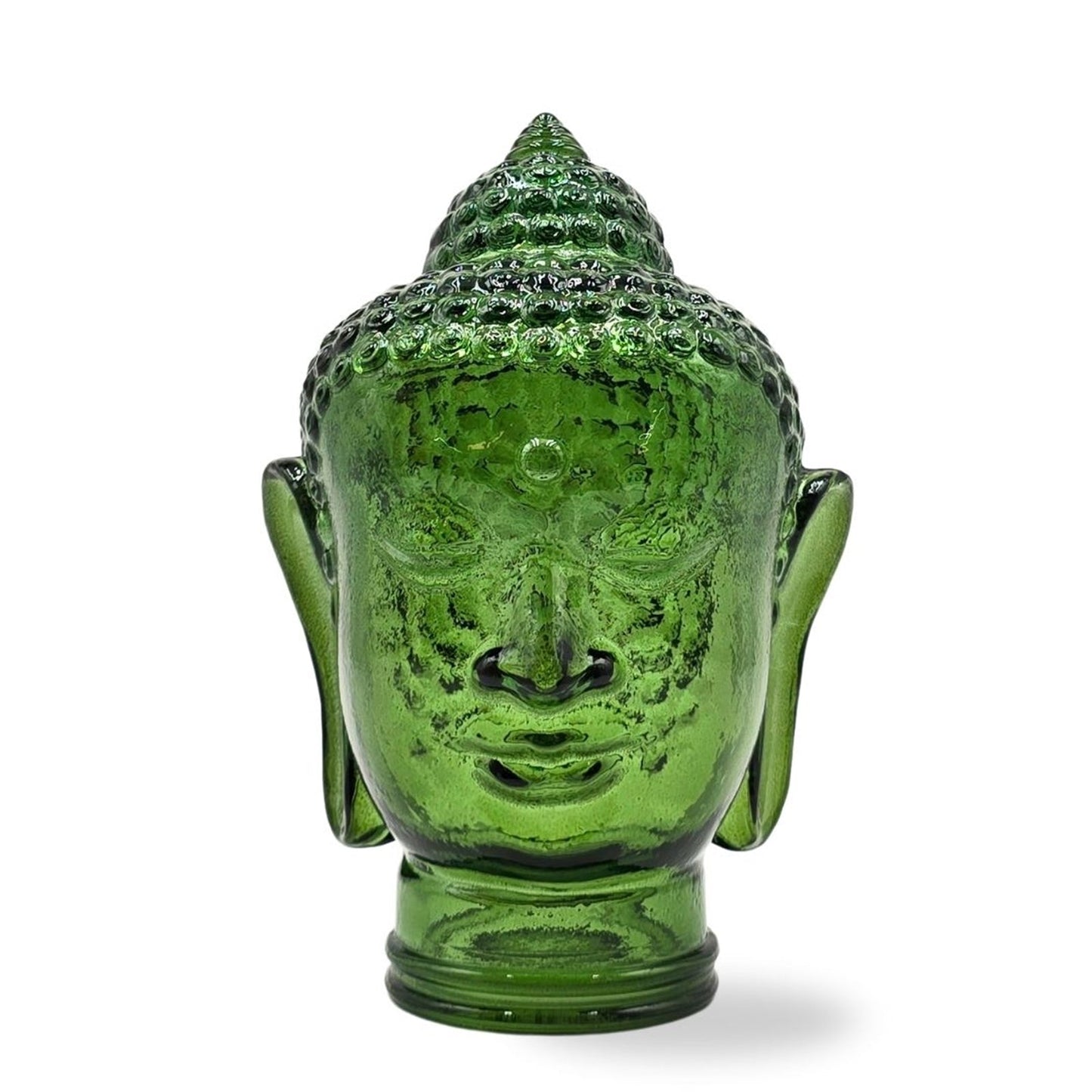 DEKOKOPF BUDDHA | Glas, Dekoration für Garten und Wohnung | Farbe: T11 dunkelgrün