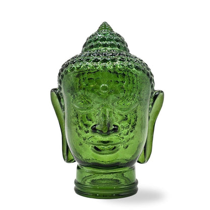 DEKOKOPF BUDDHA | Glas, Dekoration für Garten und Wohnung | Farbe: T11 dunkelgrün