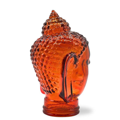DEKOKOPF BUDDHA | Glas, Dekoration für Garten und Wohnung | Farbe: T04 hot orange