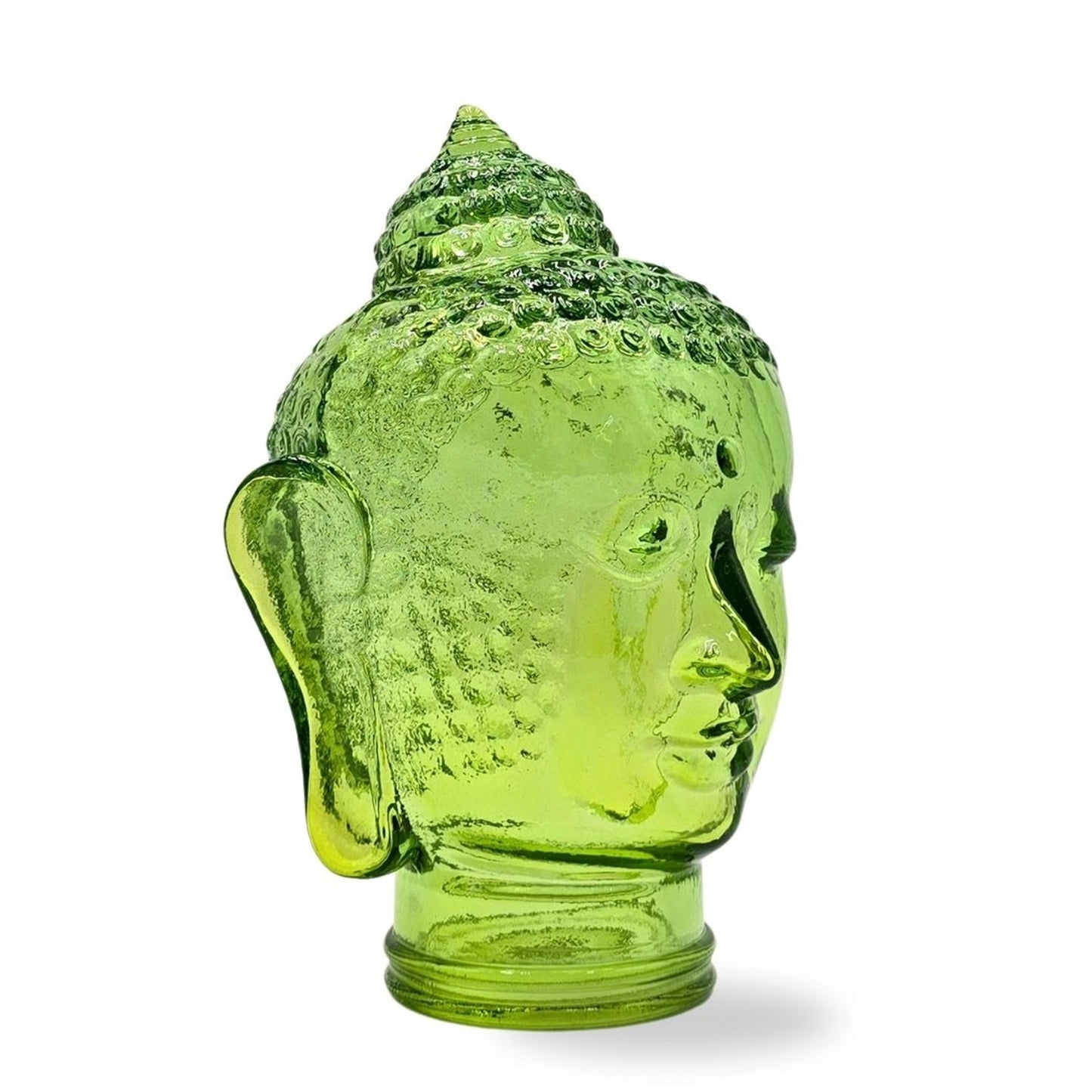 DEKOKOPF BUDDHA | Glas, Dekoration für Garten und Wohnung | Farbe: T10 hellgrün