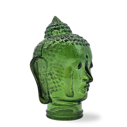 DEKOKOPF BUDDHA | Glas, Dekoration für Garten und Wohnung | Farbe: T11 dunkelgrün