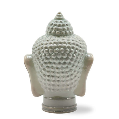 DEKOKOPF BUDDHA | Glas, Dekoration für Garten und Wohnung | Farbe: OP3 hellgrau