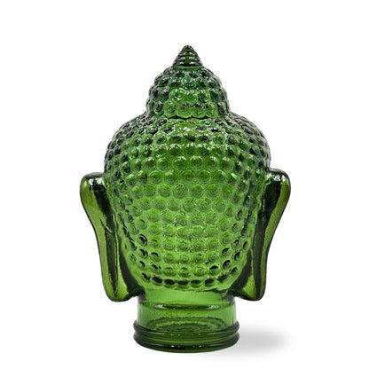 DEKOKOPF BUDDHA | Glas, Dekoration für Garten und Wohnung | Farbe: T11 dunkelgrün