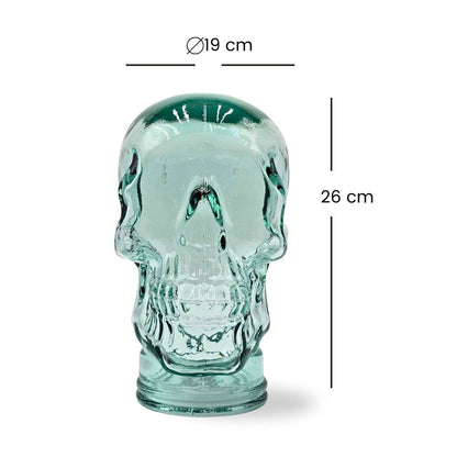 Glas KOPFHÖRERSTÄNDER TOTENKOPF| 26cm Glaskopf Skulptur | Farbe: T01 klar