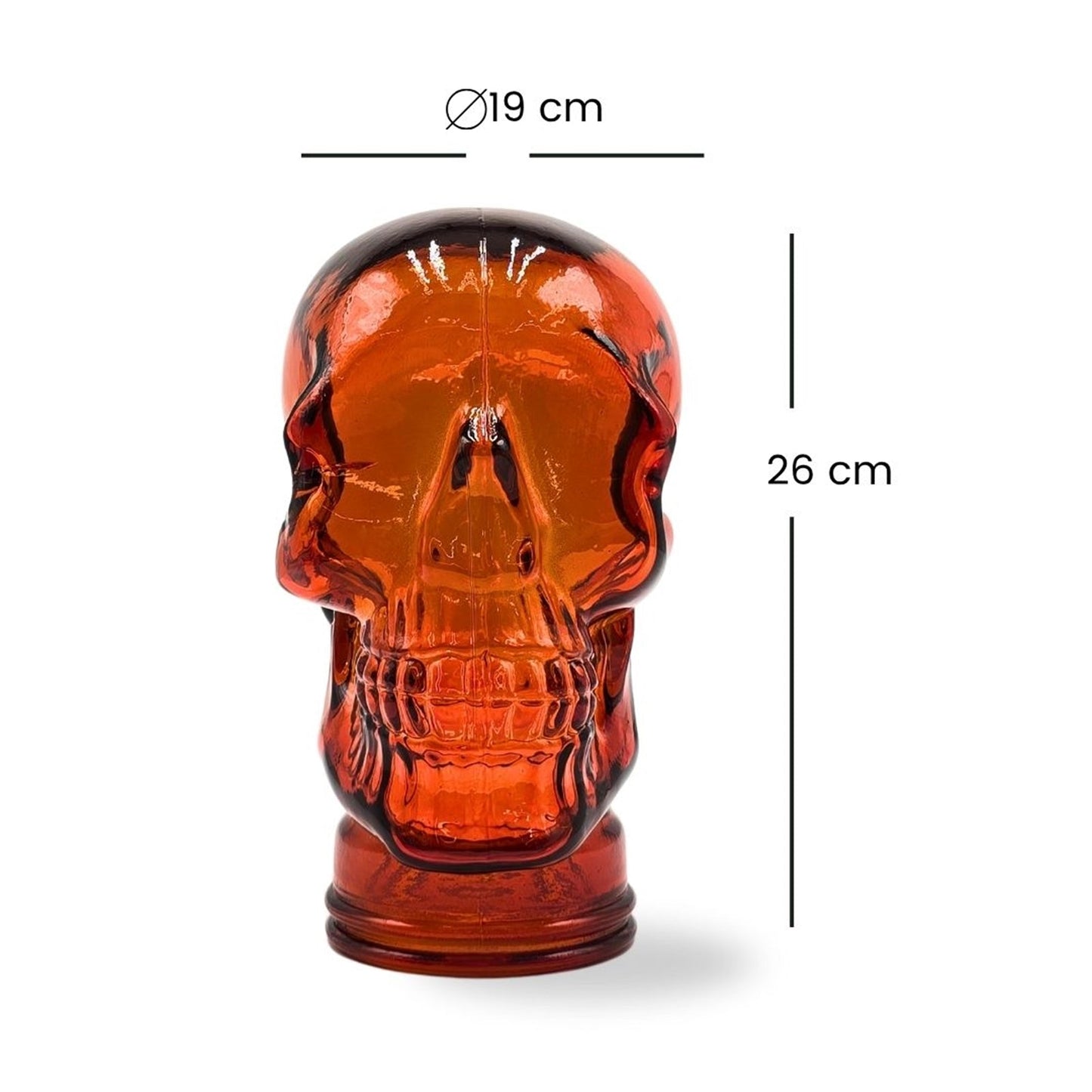 Glas KOPFHÖRERSTÄNDER TOTENKOPF| 26cm Glaskopf Skulptur | Farbe: T04 hot orange