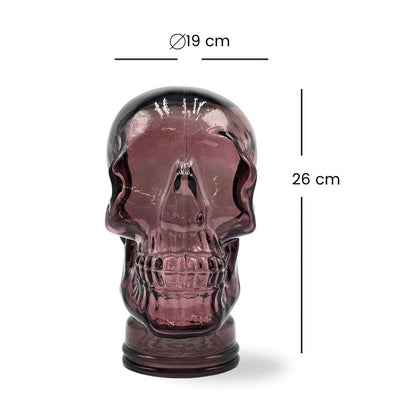 Glas KOPFHÖRERSTÄNDER TOTENKOPF| 26cm Glaskopf Skulptur | Farbe: T13 lila