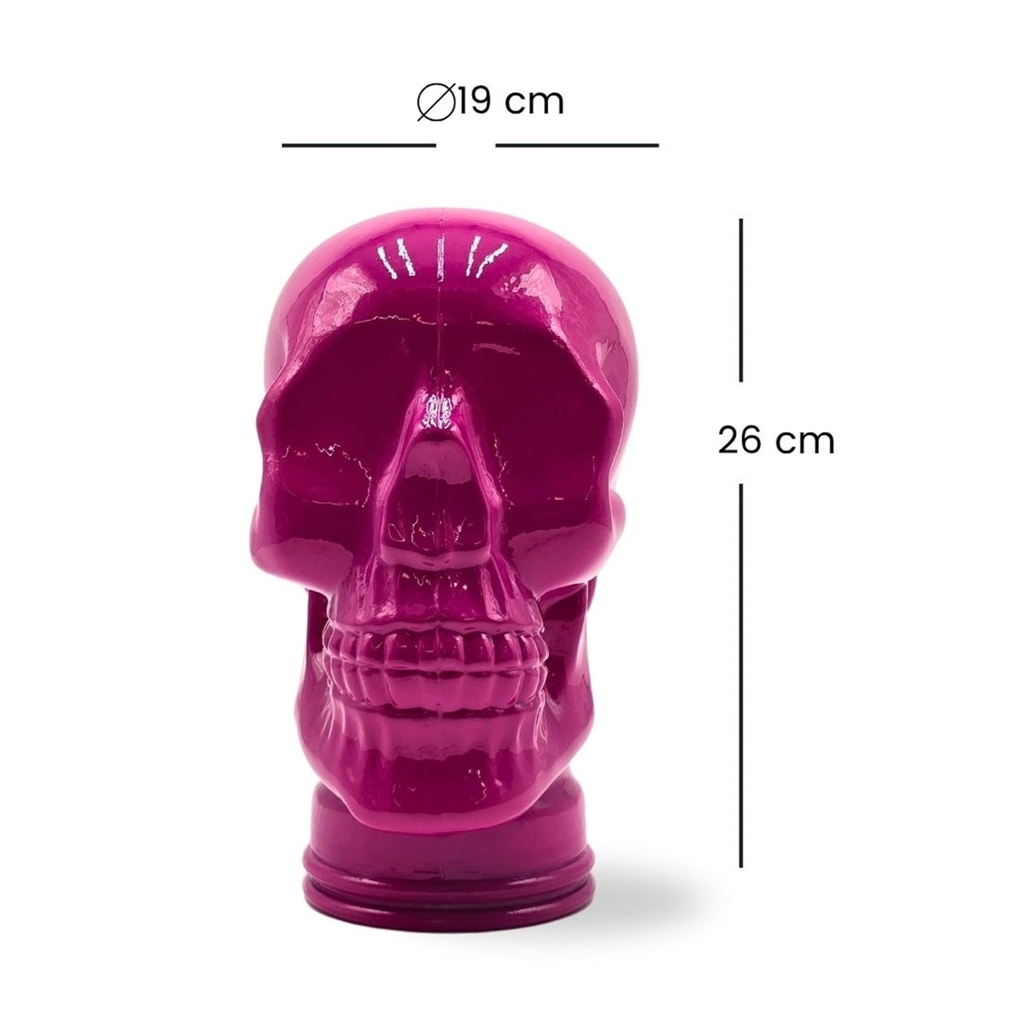 Glas KOPFHÖRERSTÄNDER TOTENKOPF| 26cm Glaskopf Skulptur | Farbe: OP2 pink