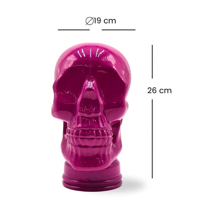 Glas KOPFHÖRERSTÄNDER TOTENKOPF| 26cm Glaskopf Skulptur | Farbe: OP2 pink