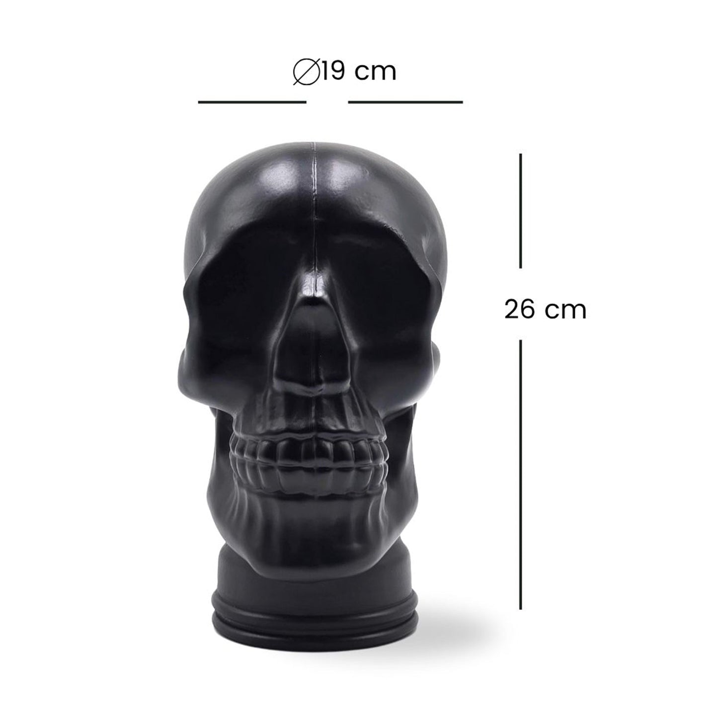 Glas KOPFHÖRERSTÄNDER TOTENKOPF| 26cm Glaskopf Skulptur | Farbe: M01 schwarz