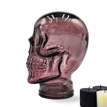 Glas KOPFHÖRERSTÄNDER TOTENKOPF| 26cm Glaskopf Skulptur | Farbe: T13 lila