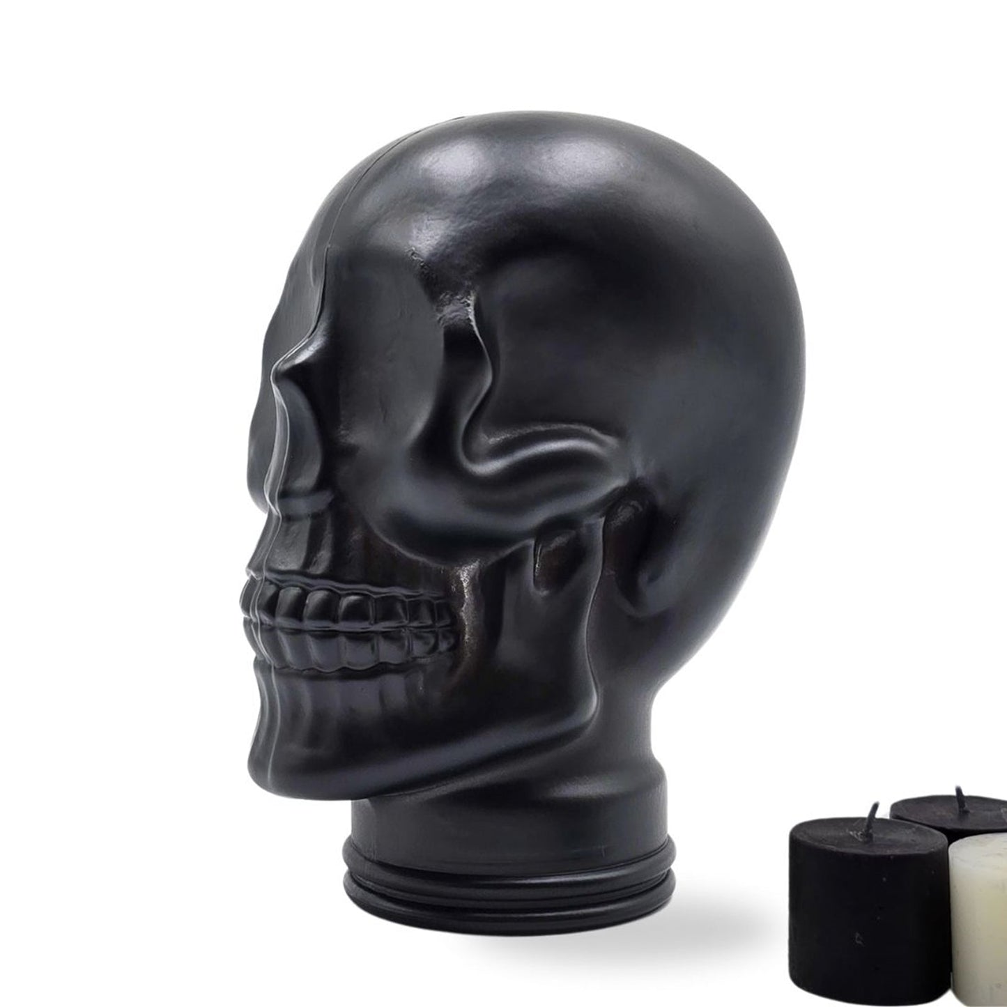 Glas KOPFHÖRERSTÄNDER TOTENKOPF| 26cm Glaskopf Skulptur | Farbe: M01 schwarz