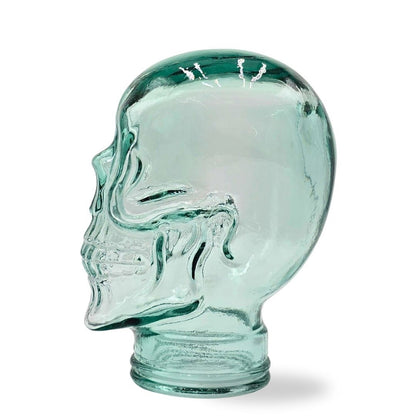 Glas KOPFHÖRERSTÄNDER TOTENKOPF| 26cm Glaskopf Skulptur | Farbe: T01 klar