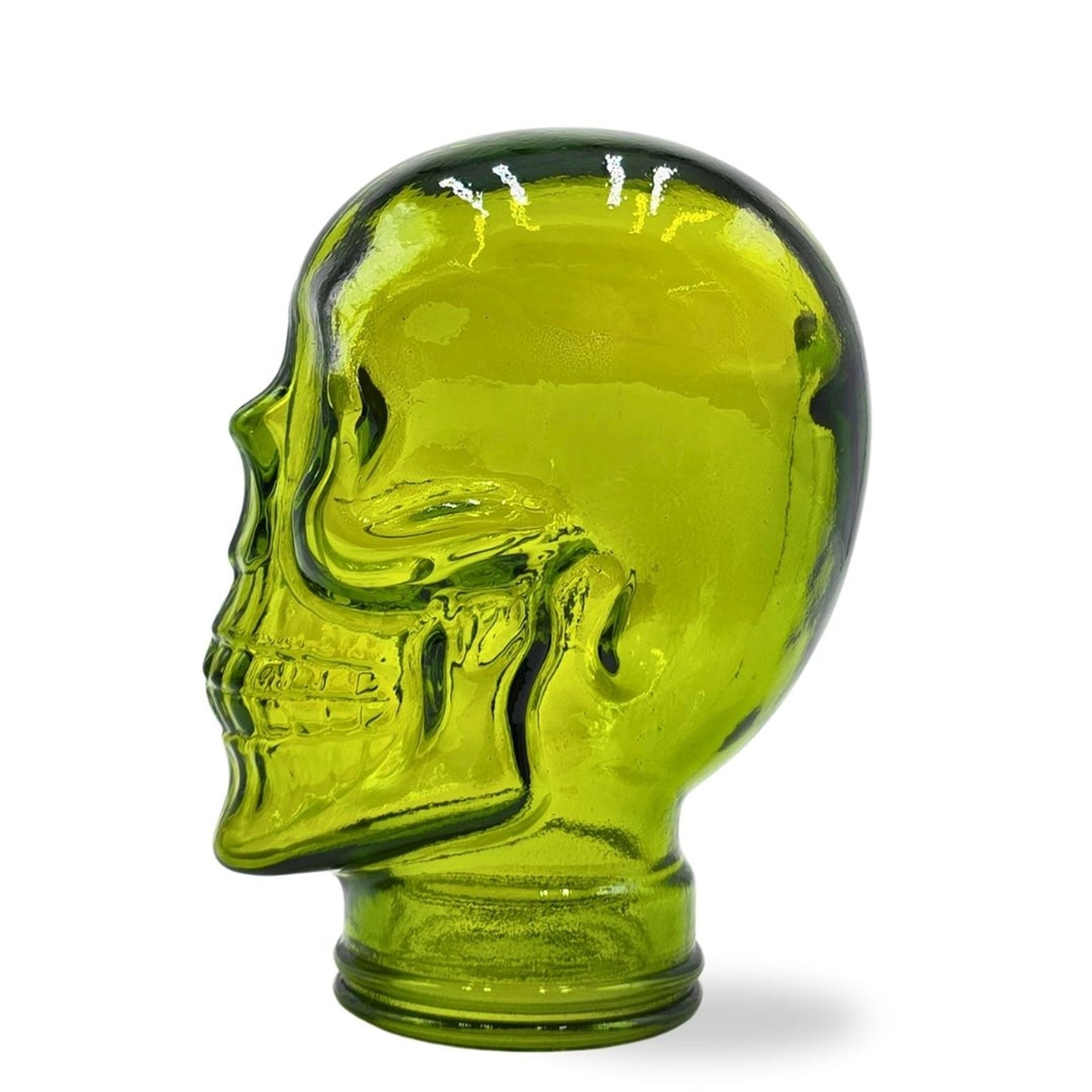 Glas KOPFHÖRERSTÄNDER TOTENKOPF| 26cm Glaskopf Skulptur | Farbe: T02 limette