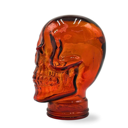 Glas KOPFHÖRERSTÄNDER TOTENKOPF| 26cm Glaskopf Skulptur | Farbe: T04 hot orange