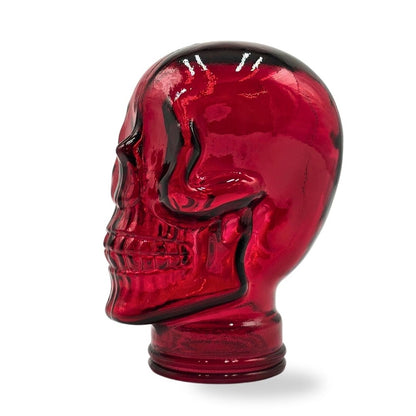 Glas KOPFHÖRERSTÄNDER TOTENKOPF| 26cm Glaskopf Skulptur | Farbe: T12 rot