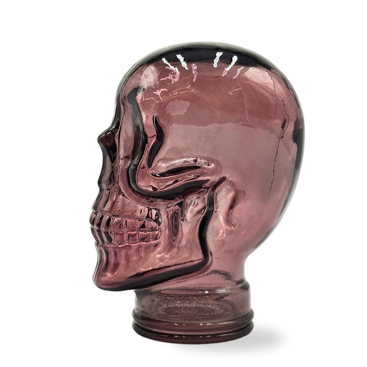 Glas KOPFHÖRERSTÄNDER TOTENKOPF| 26cm Glaskopf Skulptur | Farbe: T13 lila