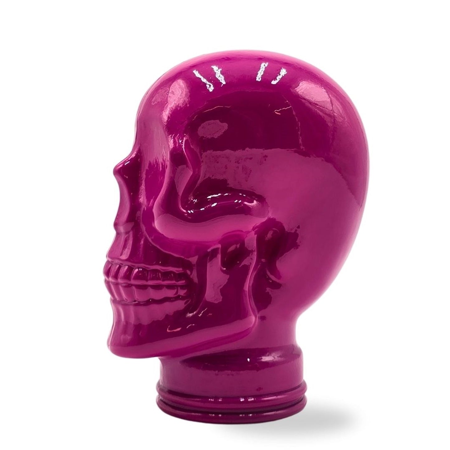 Glas KOPFHÖRERSTÄNDER TOTENKOPF| 26cm Glaskopf Skulptur | Farbe: OP2 pink